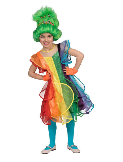 Regenboog jurkje voor kinderen vooraanzicht – carnavalskostuum