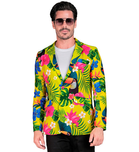 Tropicana toekan colbert heren - tropisch jasje met toekanprint voor beach party