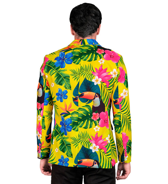 Tropicana colbert toekan gedragen - safari feestjasje heren tropisch thema