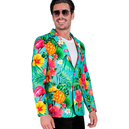 Neon flamingo party colbert Floor - foute kleding heren voor hawaii thema