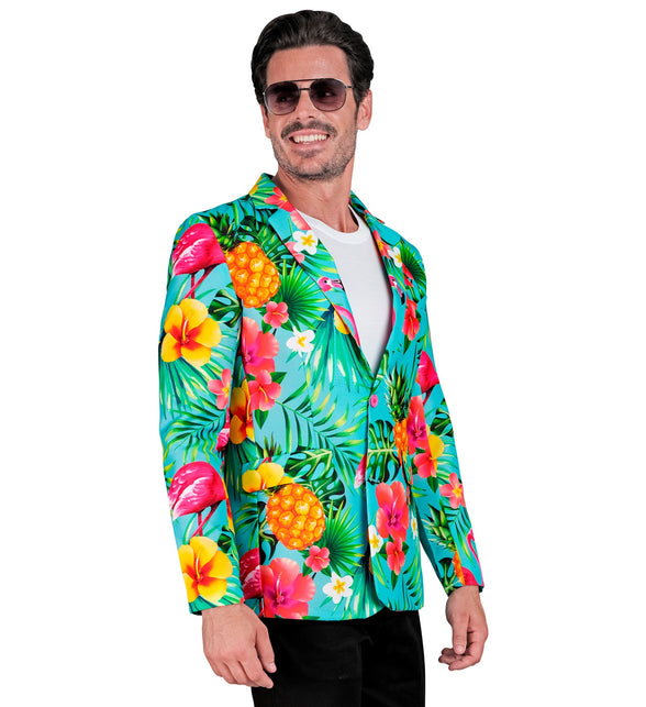 Neon flamingo party colbert Floor - foute kleding heren voor hawaii thema