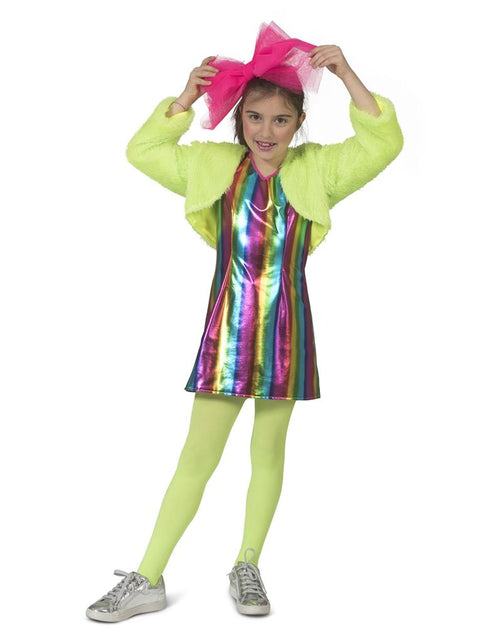 Regenboog jurkje Rany meiden vooraanzicht – carnavalskostuum