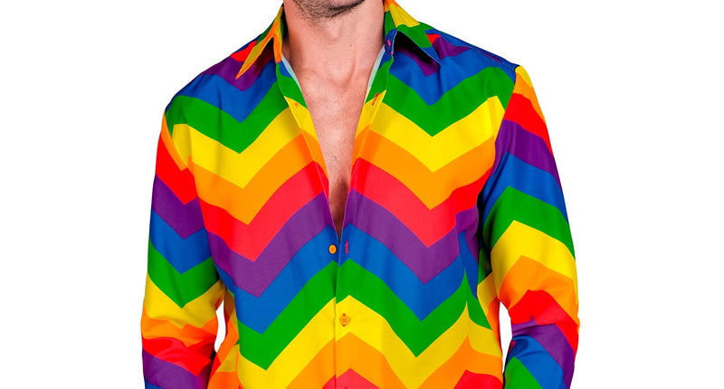 Regenboog blouse Ella unisex - kleurrijk Pride overhemd voor Gay Pride en foute party