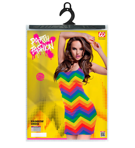 Regenboog jurk Ella achteraanzicht - regenboog verkleedjurk dames voor pride party