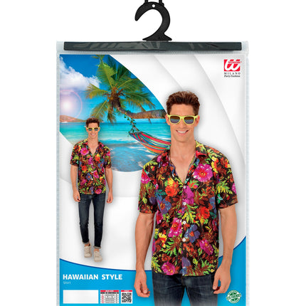 Hawaii shirt tropical achterkant - zwart aloha hemd tropisch beach party