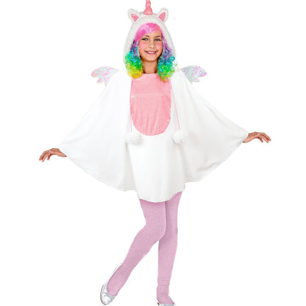 Eenhoorn poncho kinderen gedragen - kleurrijke unicorn cape met capuchon
