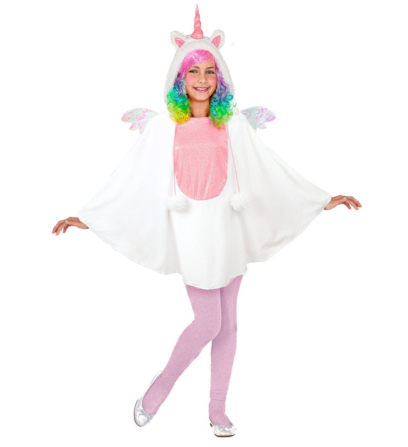 Eenhoorn poncho kinderen gedragen - kleurrijke unicorn cape met capuchon