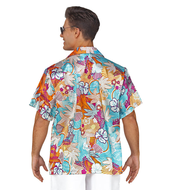 Tropisch Hawaiihemd gedragen, kleurrijk aloha shirt strandfeest