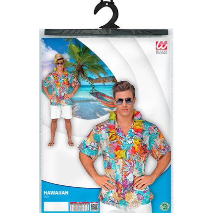 Hawaiihemd flowers compleet, satijnen aloha shirt tropisch feest
