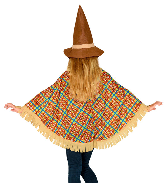 Vogelverschrikker poncho kind detail - landelijk strooien kostuum cape