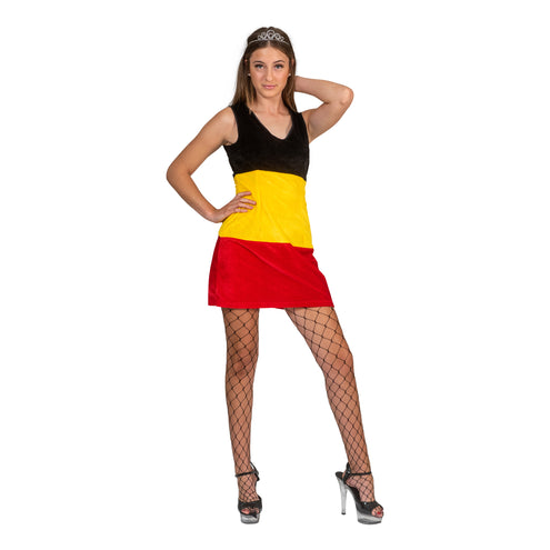 Jurk kostuum Belgische vlag kleuren achterkant – carnaval outfit