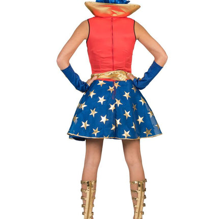 Superwoman jurk voor dames achterkant – carnaval outfit
