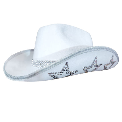Witte cowboyhoed strass detail