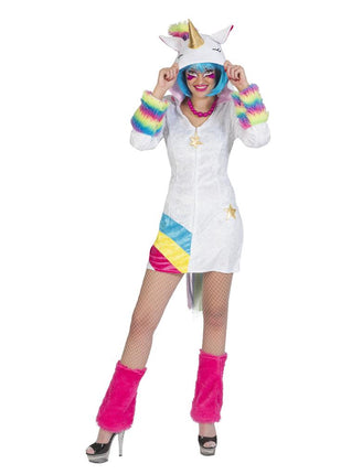 Unicorn Regenboog pak Lot dames vooraanzicht – carnavalskostuum