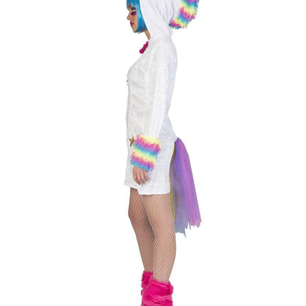 Unicorn Regenboog pak Lot dames zijaanzicht – verkleedkleding