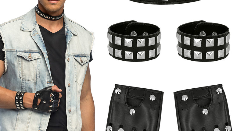 Set Punk accessoires spikes halsband choker