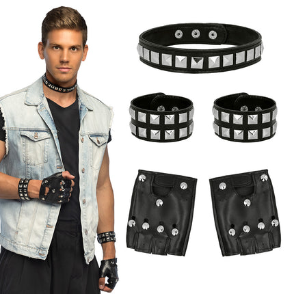 Set Punk accessoires spikes halsband choker