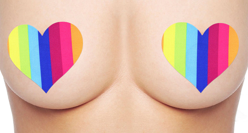 2 tepelstickers regenboog hart