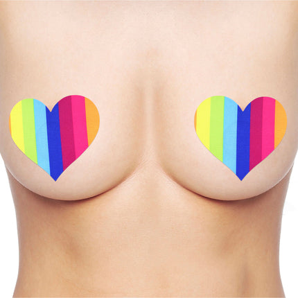 2 tepelstickers regenboog hart