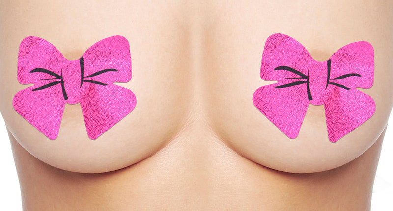 2 tepelstickers fuchsia strik UV