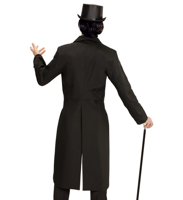 Zwarte frack heren achterkant, elegante slipjas met slippen detail