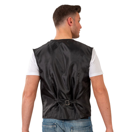Zwart vest zijaanzicht – verkleedkleding