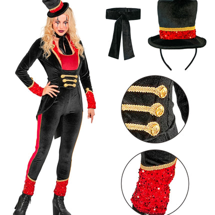 Circusdirecteur jumpsuit voor dames zijaanzicht – kostuums