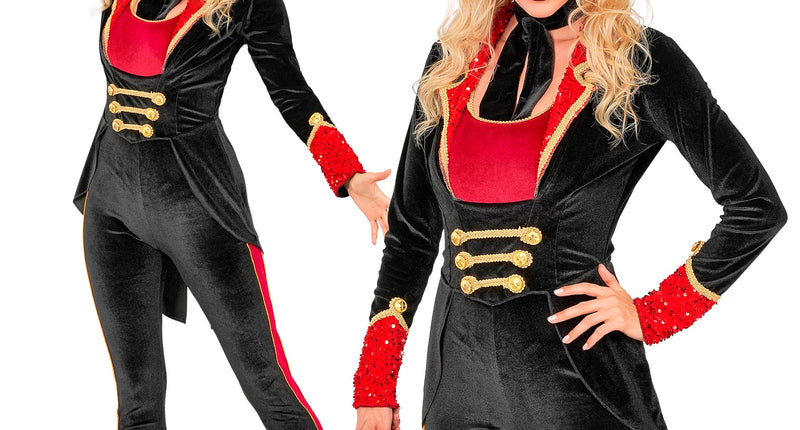 Circusdirecteur jumpsuit voor dames vooraanzicht – kostuums