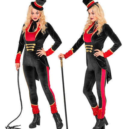 Circusdirecteur jumpsuit voor dames detailopname – kostuums