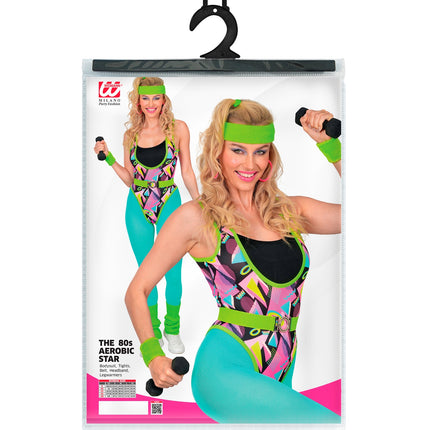 Jaren 80 aerobic ster kostuum voor dames productfoto – kostuums