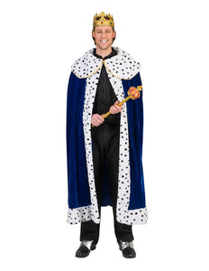 Koningscape deluxe blauw vooraanzicht – carnavalskostuum