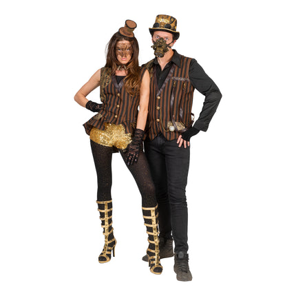Steampunk pak Stanley gedragen door model – feestkleding
