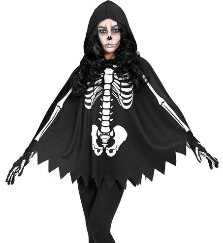 Skelet poncho halloween volwassenen
