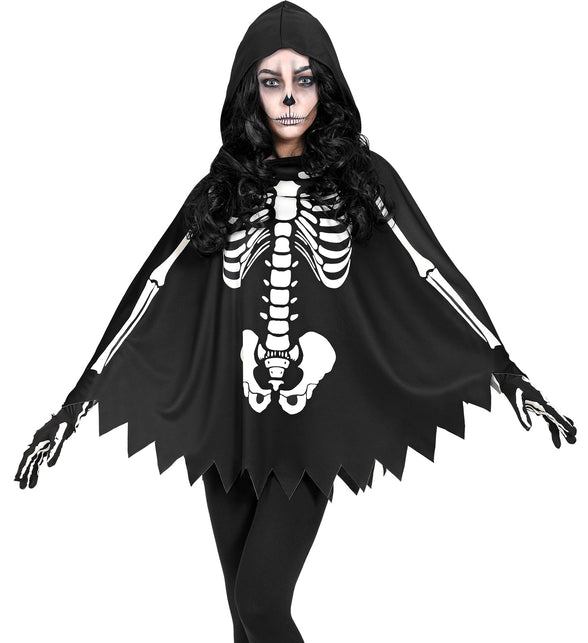Skelet poncho halloween volwassenen