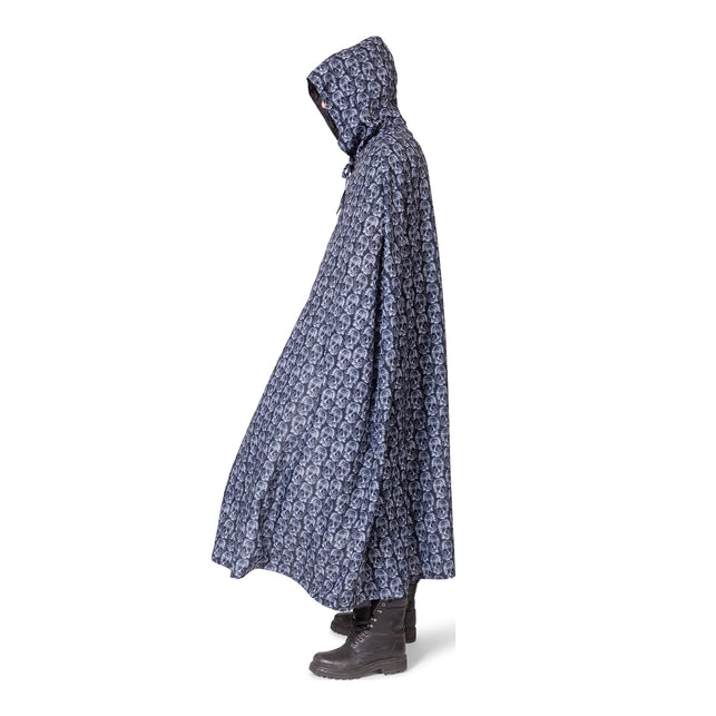 Zwarte cape met kap schedel print — foto 3