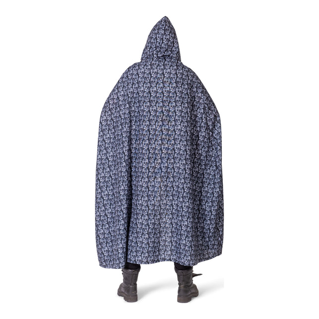 Zwarte cape met kap schedel print — foto 4