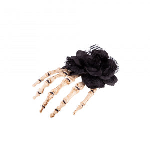 Hand skelet haarclip met zwarte roos — foto 4