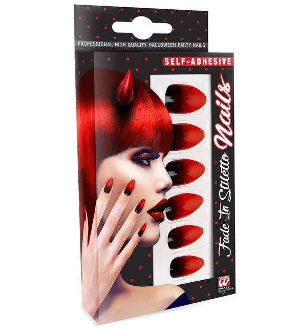 Stiletto nagels rood zwart