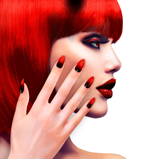 Stiletto nagels rood zwart — foto 3