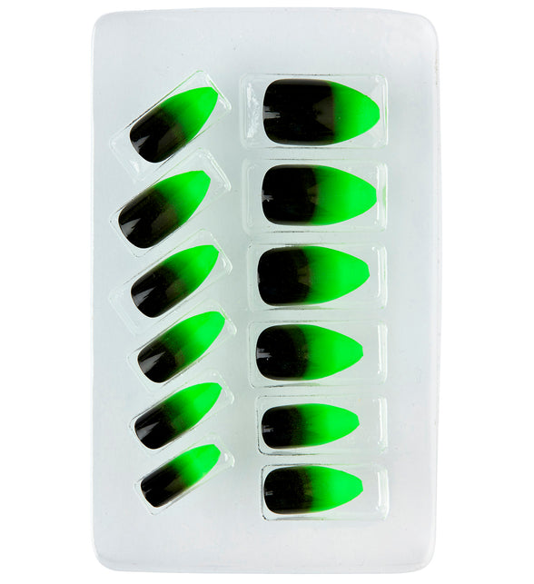 Stiletto nagels zwart neon groen — foto 2