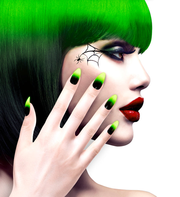 Stiletto nagels zwart neon groen — foto 3