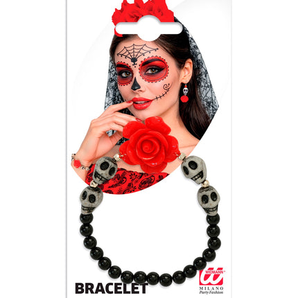 Schedel armband met rode roos — foto 3
