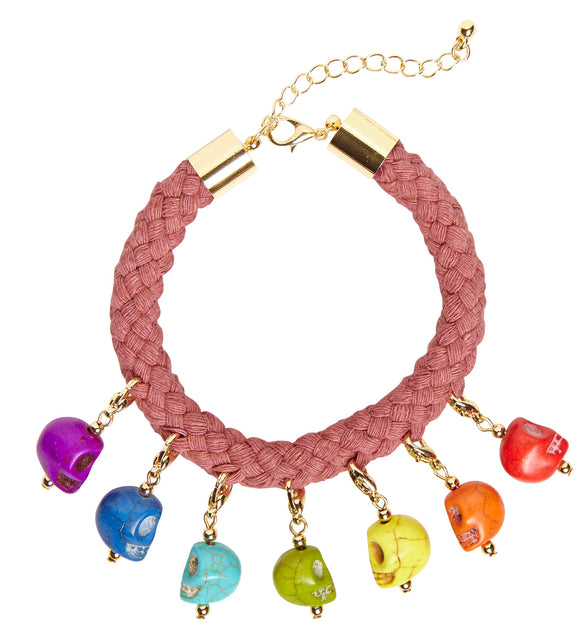 Armbandje met 7 doodskopjes