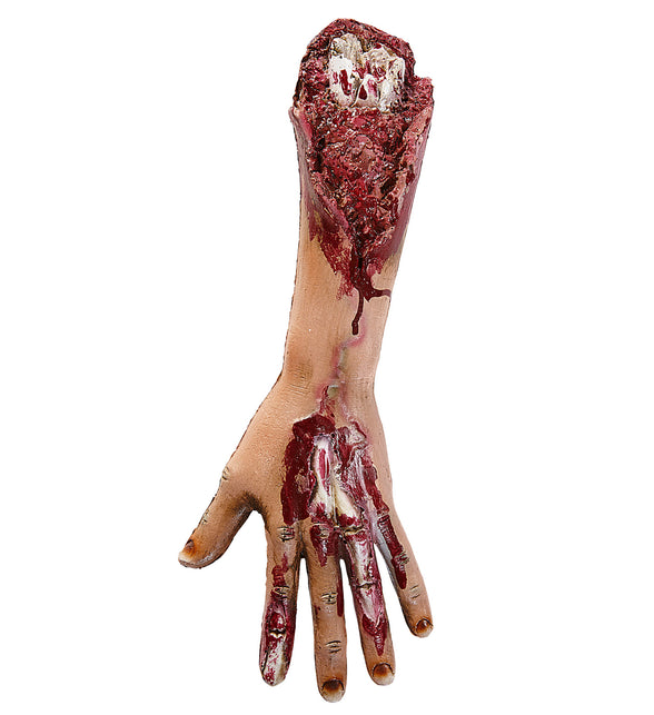 Afgehakte onderarm met bloed