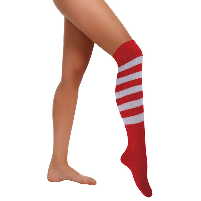 Kniekousen rood wit gestreept