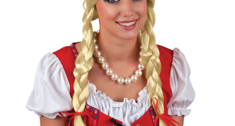 Heidi pruik blond met vlechten