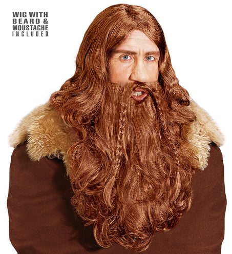Viking pruik met baard en snor blond