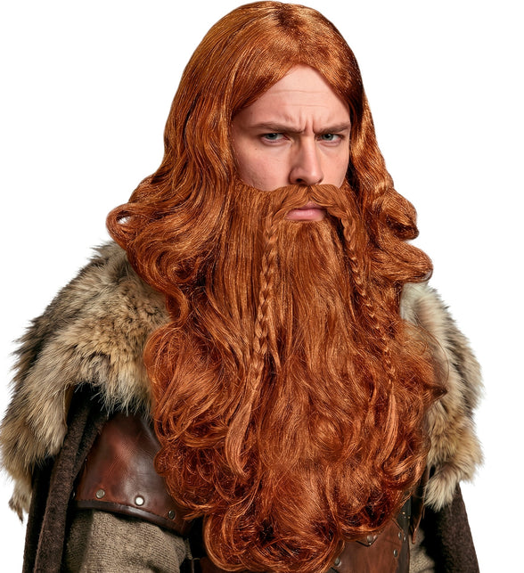 Viking pruik met baard en snor blond — foto 2