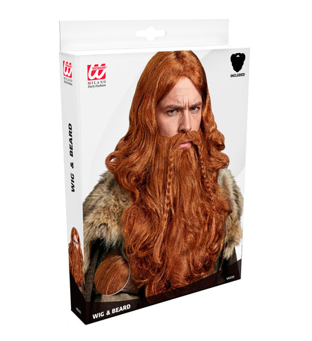 Viking pruik met baard en snor blond — foto 3