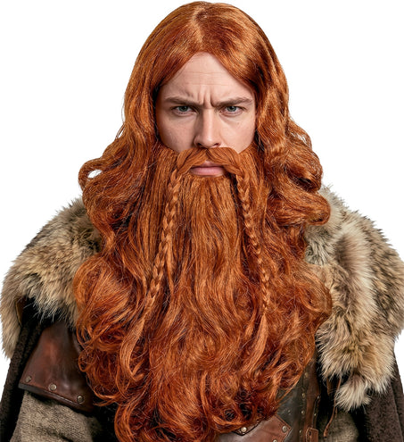 Viking pruik met baard en snor blond — foto 4